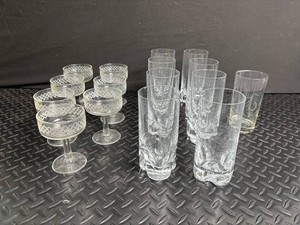 Mixed Lot Etched Coupe Glasses & Tall Tumblers