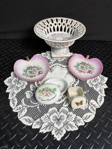 Porcelain Trinket Dish Mixed Lot With Lace Doily