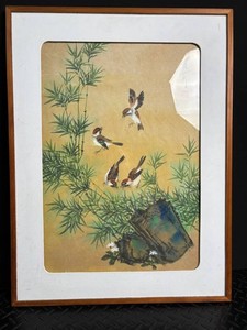 Framed Bird and Bamboo Print