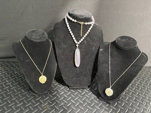 Necklace Set With Pearl Beads & Filigree Pendants (Lot of 3)