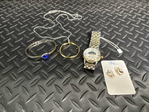 Gold Tone Bracelet, Necklace, Watch & Earrings Mixed Lot
