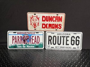 Margaritaville Parrothead, Route 66 & Duncan Demons License Plates Mixed Lot