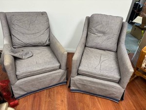 CR Laine Upholstered Swivel Chairs (Pair)
