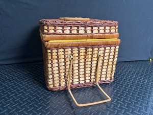 Wicker Picnic Basket With Gingham Lining