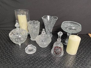 Mixed Crystal Glass Candle Holders & Decor (Lot of 8)