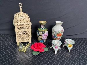 Mixed Decorative Porcelain, Metal & Glass Assortment (7 Pieces)