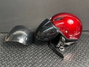Red Motorcycle Helmet With Visor & Face Shield