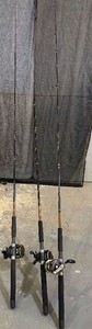 Three Shakespeare Ugly Stik BWD1101 83 Rods with Shakespeare Tidewater 30LCL, Daiwa Sealing 3027LC and Okums Star Drag Reels