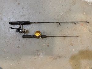 Two Ice Fishing Rods and Reels