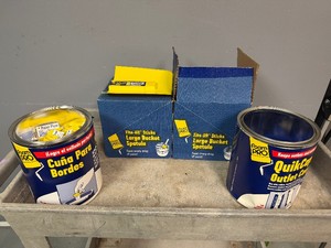 Foam Pro Paint Plow, 2 Boxes Foam Bro Large Bucket Spatulas (12 per), Foam Pro Quik Caps Outlet covers