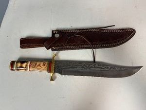 Chipaway Cutlery Hunting Knife with Leather Sheath 16 Overall