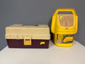 Vintage Plano Fishing Tackle Box Three Tray and Plano Minnow Bucket