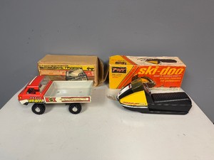 Vintage Ural 5567 Metal Toy Truck Soviet Era USSR, Vintage Ski-doo Battery-Powered Toy Snowmobile (missing ski)