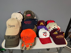 Baseball Hat Collection - Includes MN Teams, MN Companies, Events (all in good shape) includes a Couple Visors and Drink Koozies