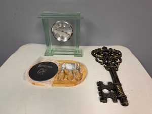 Danbury Quartz Clock Things Remembered 9.5 x 3 x 10, Cheese Board and Tool Set, Vintage Key Wall Plaque