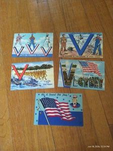 (5) WW2 Patriotic Postcards