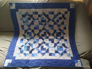 Beautiful Blue Lap Quilt - 35.5 x 35.5