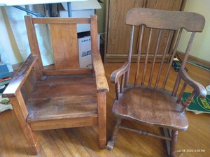 (2) Antique Wooden Kids Chairs