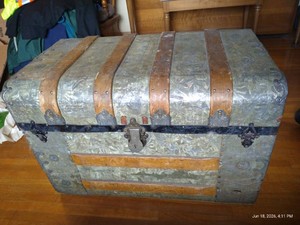 Ruth BullockEmslie Antique Trunk With Key & Rollers