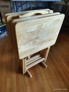 Set of (4) Wooden TV Trays with Stand