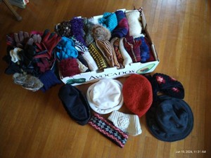 Womens Scarves, Hats, and Size S Gloves - Some Leather & Wool