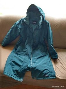 Ladies Size 14-16 Teal Lands End Long Coat