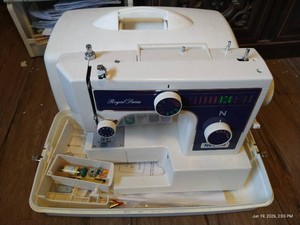 Necchi Royal Series Sewing Machine with Case, Parts, Pedal, & Manual