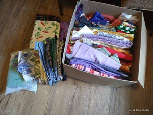 Large Box of Old & New Fabric - Mostly Smaller Project Pieces