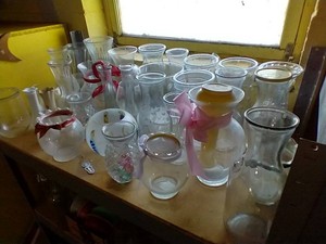 Shelf of Misc. Glassware