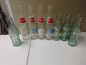 Lot of (9) Glass Coke Bottles