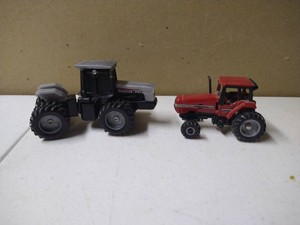 (2) Small Toy Tractors - Red Case International & Gray Agcostar