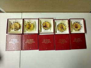 Lot of (5) Hummel Gold Christmas Ornaments