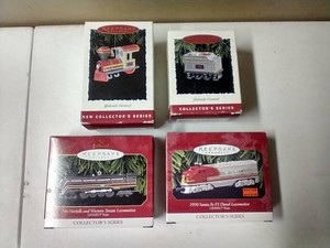 Lot of (4) Hallmark Train Ornaments