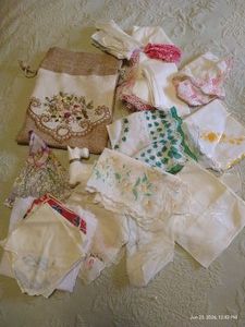 Scottie Dog Cologne Bottle and Vintage Handkerchiefs