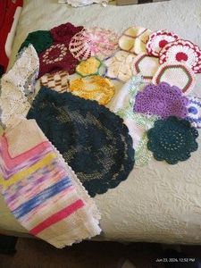 Colorful Doilies & Tablecloth