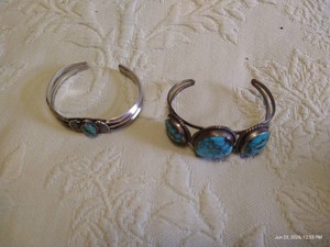 Unmarked, Likely Sterling Silver & Turquoise Bracelets