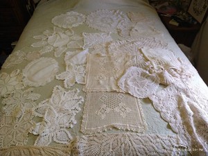 Large Lot of Beautiful White & Champagne Doilies
