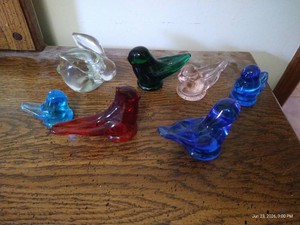 (6) Glass Birds & (1) Glass Bunny