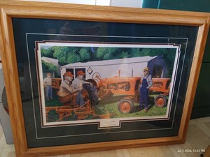 Framed, Signed Russell Sonnenberg Print Tractor Talk - 27 x 21