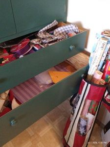 Contents of (2) Drawers & Wrapping Paper Storage Bag, Shelf Liners, Mailers, Etc.