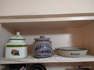 Redwing AgCountry Dish, Larimore Crock with Lid, & John Deere Canister