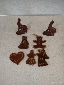 Lot of Pottery Pieces - (5) Ornaments & (2) Jackrabbit Figurines Foltz Pottery