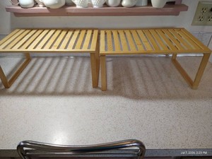 (2) Bamboo Organizer Shelves
