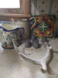 Misc. Lot - Coffee Pot, Watering Can, Antler, Etc.