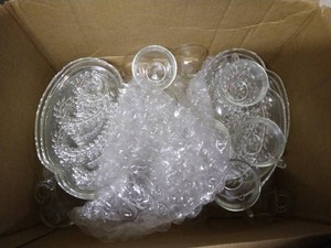 Box of Vintage Glass Luncheon Plates & Cups