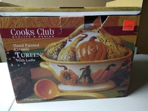 Ceramic Soup Tureen with Ladle in Box