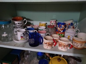 Contents of Shelf - Mostly Mugs, Some Vintage