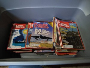 Large Tote of 1980s Popular Science Magazines