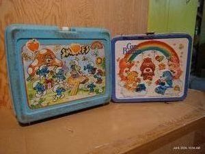 (2) Vintage Lunch Boxes - Care Bears & Smurfs