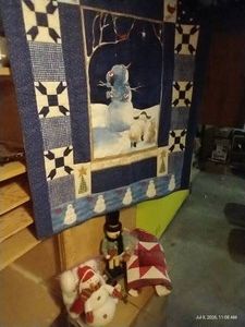 Snowman Christmas Decor Lot - (2) Small Quilts